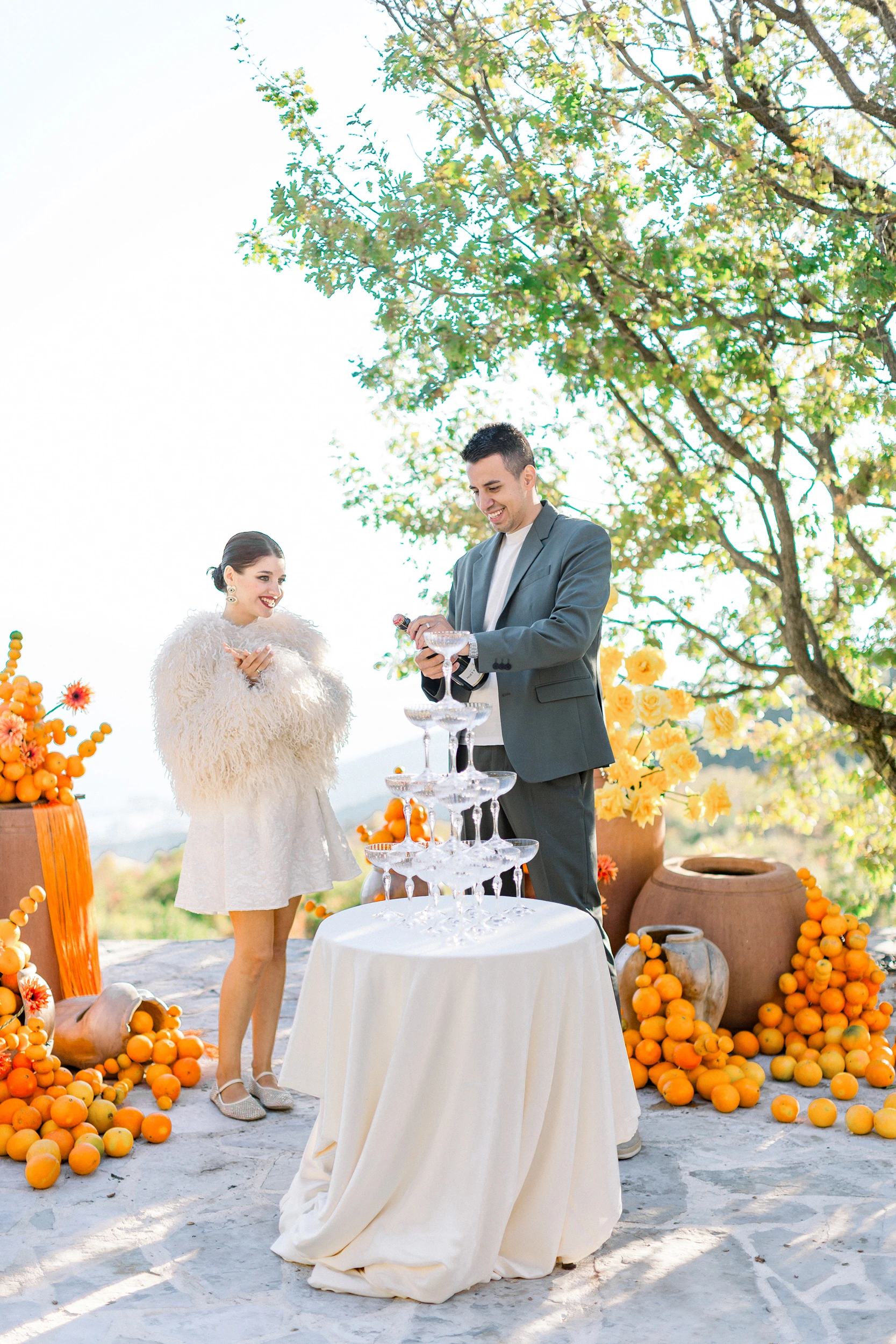 Flottie wedding ceremony decor and organisation for "Citrus Muse" celebration with bright fruit and flower styling at Villa Mona Lisa Montenegro