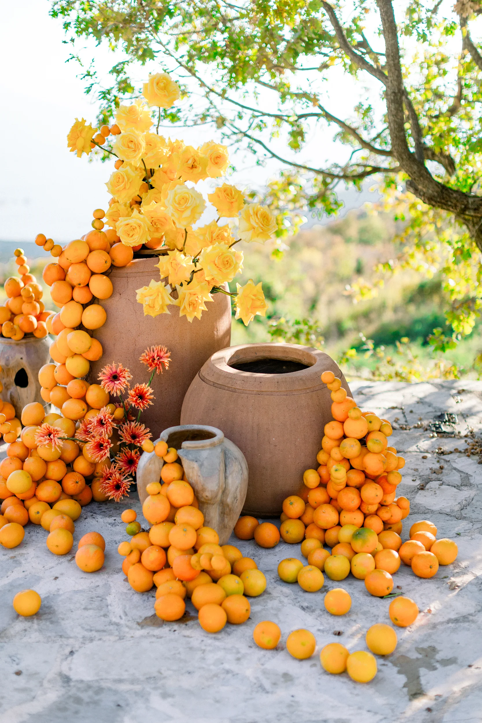 Flottie wedding ceremony decor and organisation for "Citrus Muse" celebration with bright fruit and flower styling at Villa Mona Lisa Montenegro