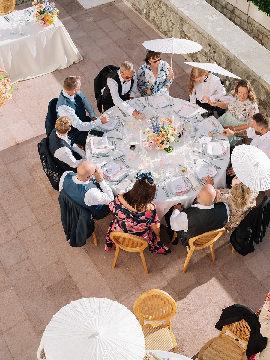 Flottie wedding ceremony decor and organisation for "Heritage of Love" celebration with bride and groom at Heritage Grand Perast Montenegro