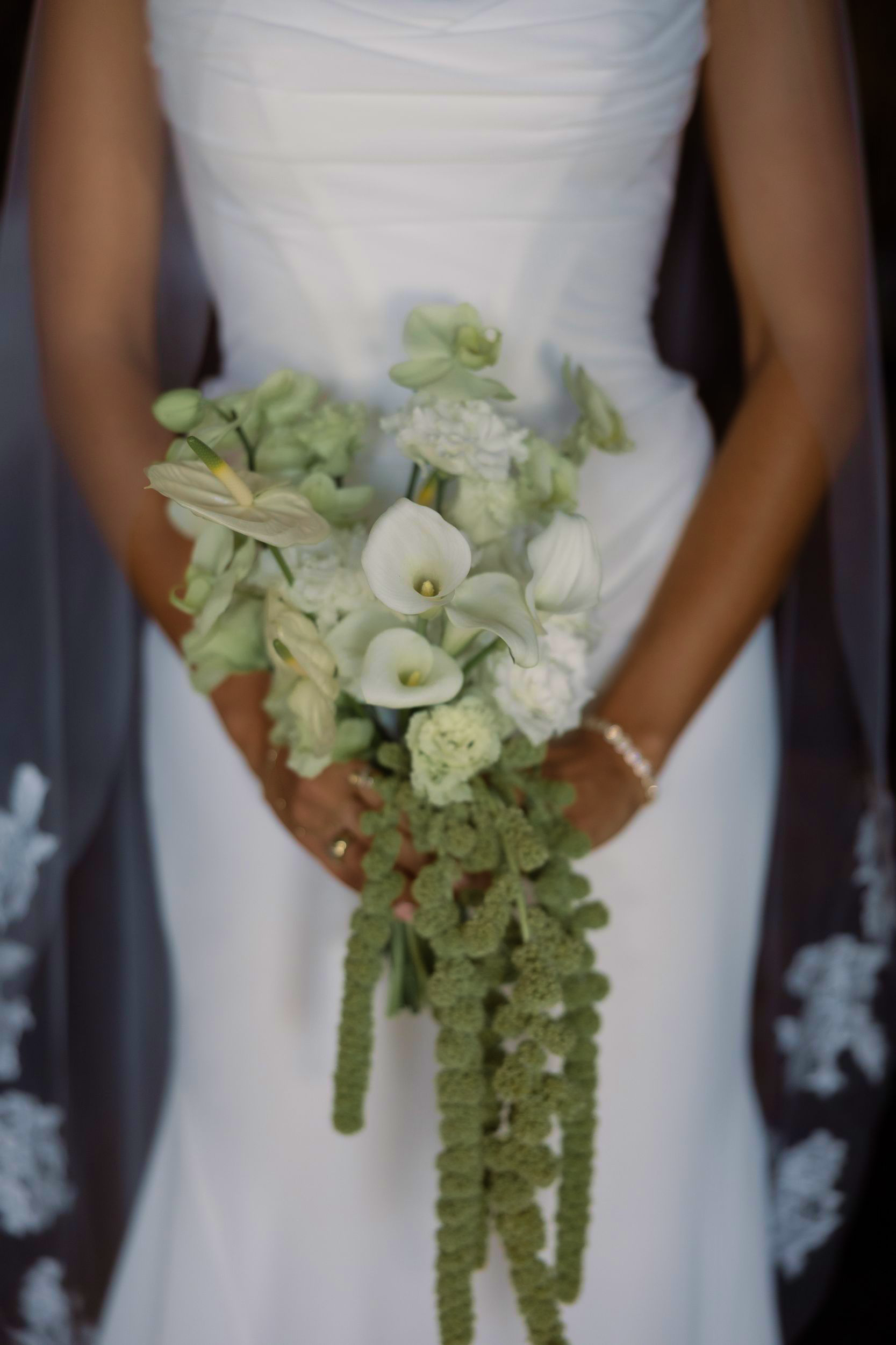 Flottie wedding floral design for "Where Light Lingers": close-up of bride's bouquet and decor organisation at Talici Hill Villa in Montenegro