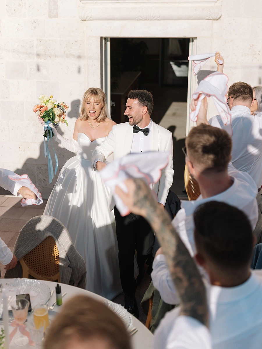 Flottie wedding ceremony decor and organisation for "Heritage of Love" celebration with bride and groom at Heritage Grand Perast Montenegro