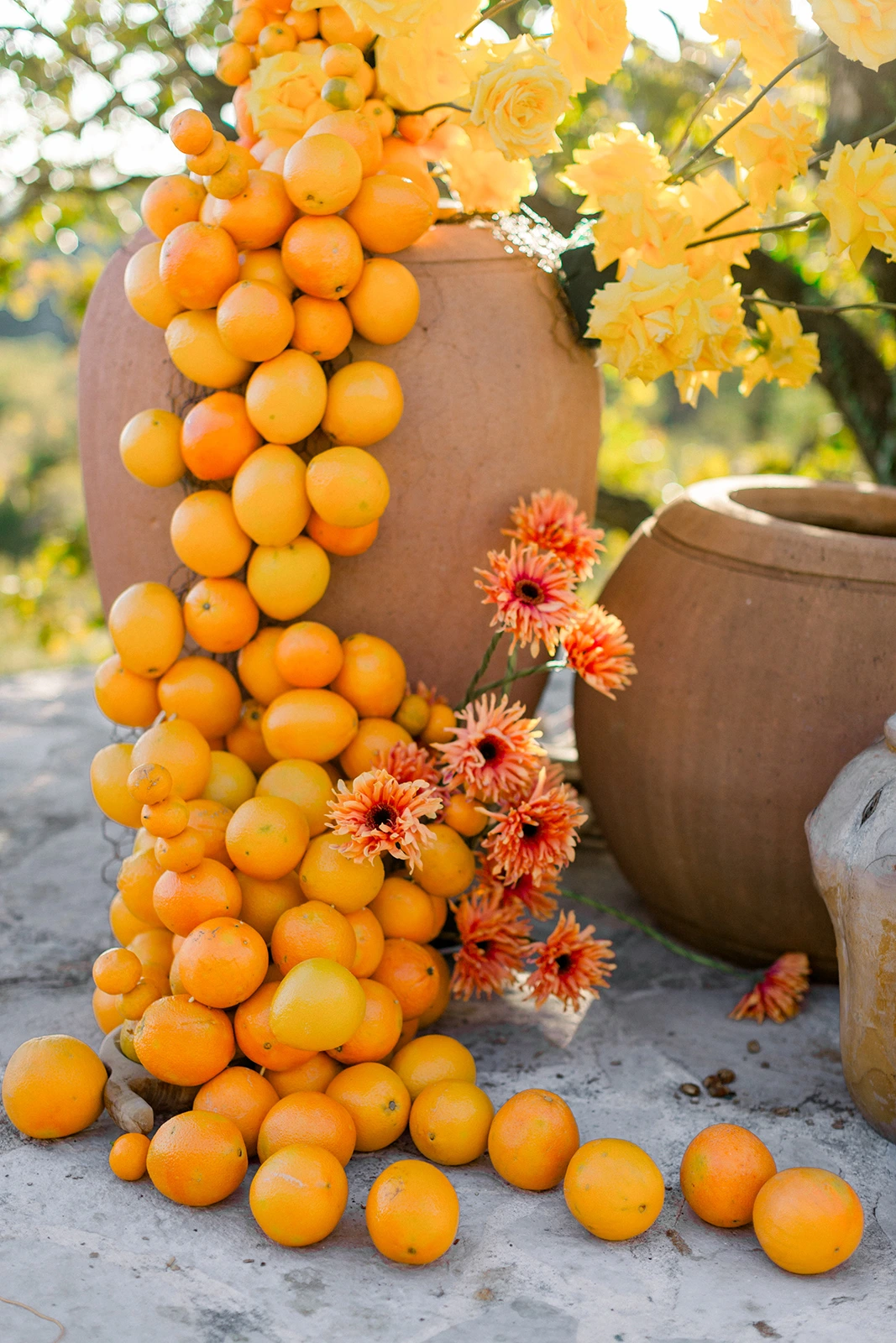 Flottie wedding ceremony decor and organisation for "Citrus Muse" celebration with bright fruit and flower styling at Villa Mona Lisa Montenegro