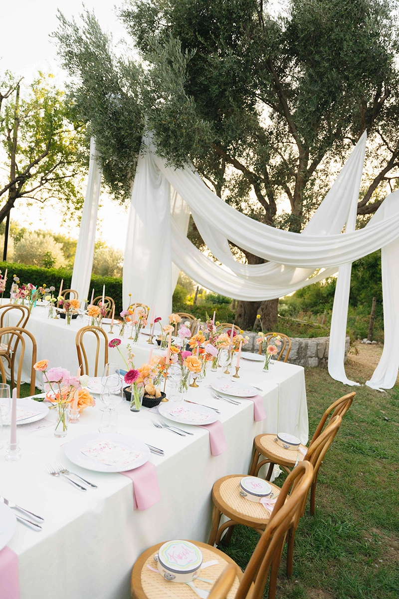Flottie wedding decor and organisation for "Gathered in Joy" banquet at Talici Hill Villa in Montenegro