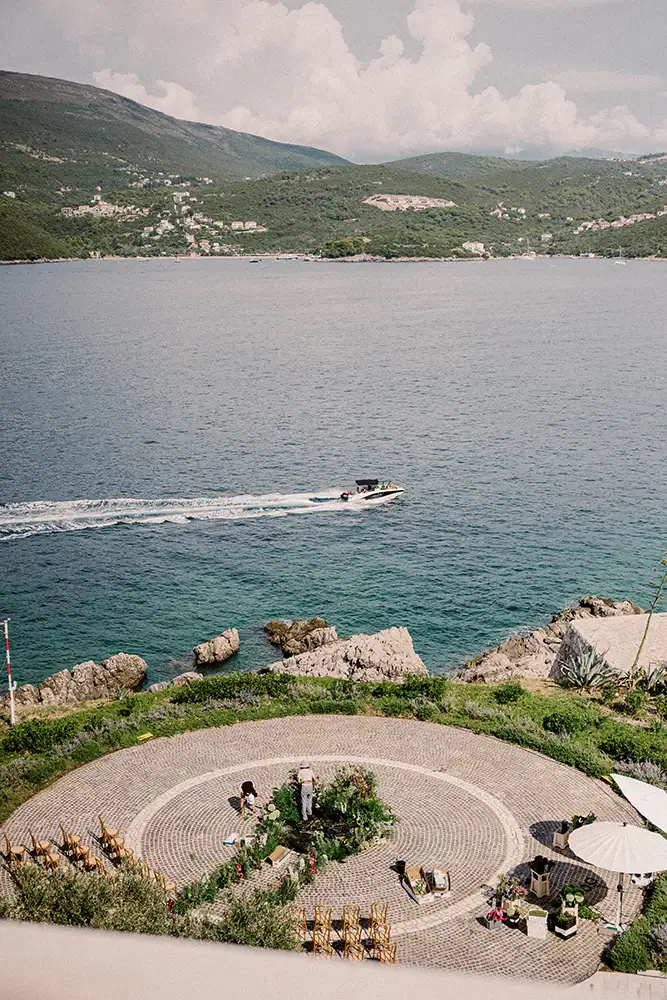 Historic stone architecture of Mamula Island hotel and spa, Montenegro wedding venue