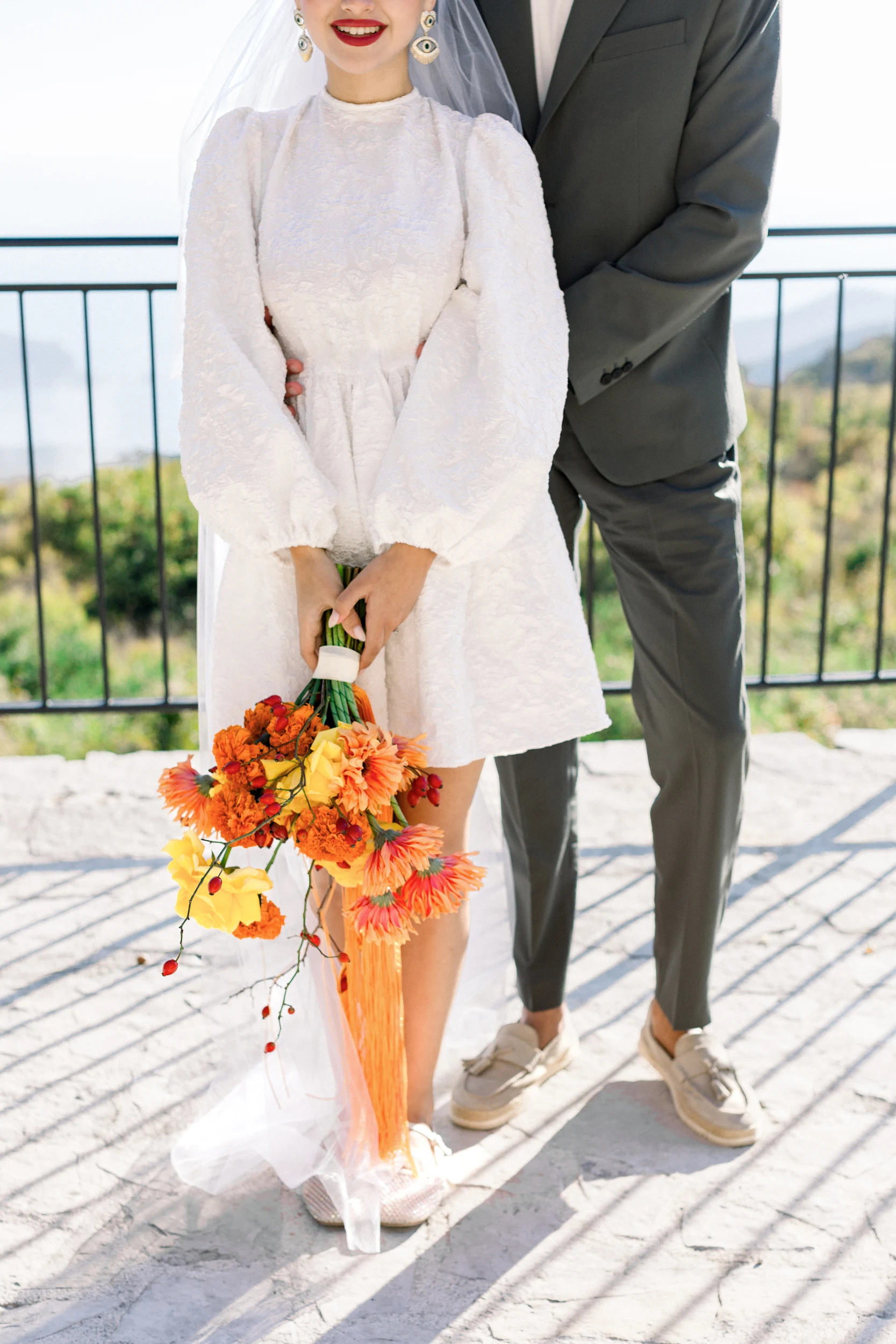 Flottie wedding styling and decor organisation for "Citrus Muse" couple and bride portrait with citrus accents at Villa Mona Lisa