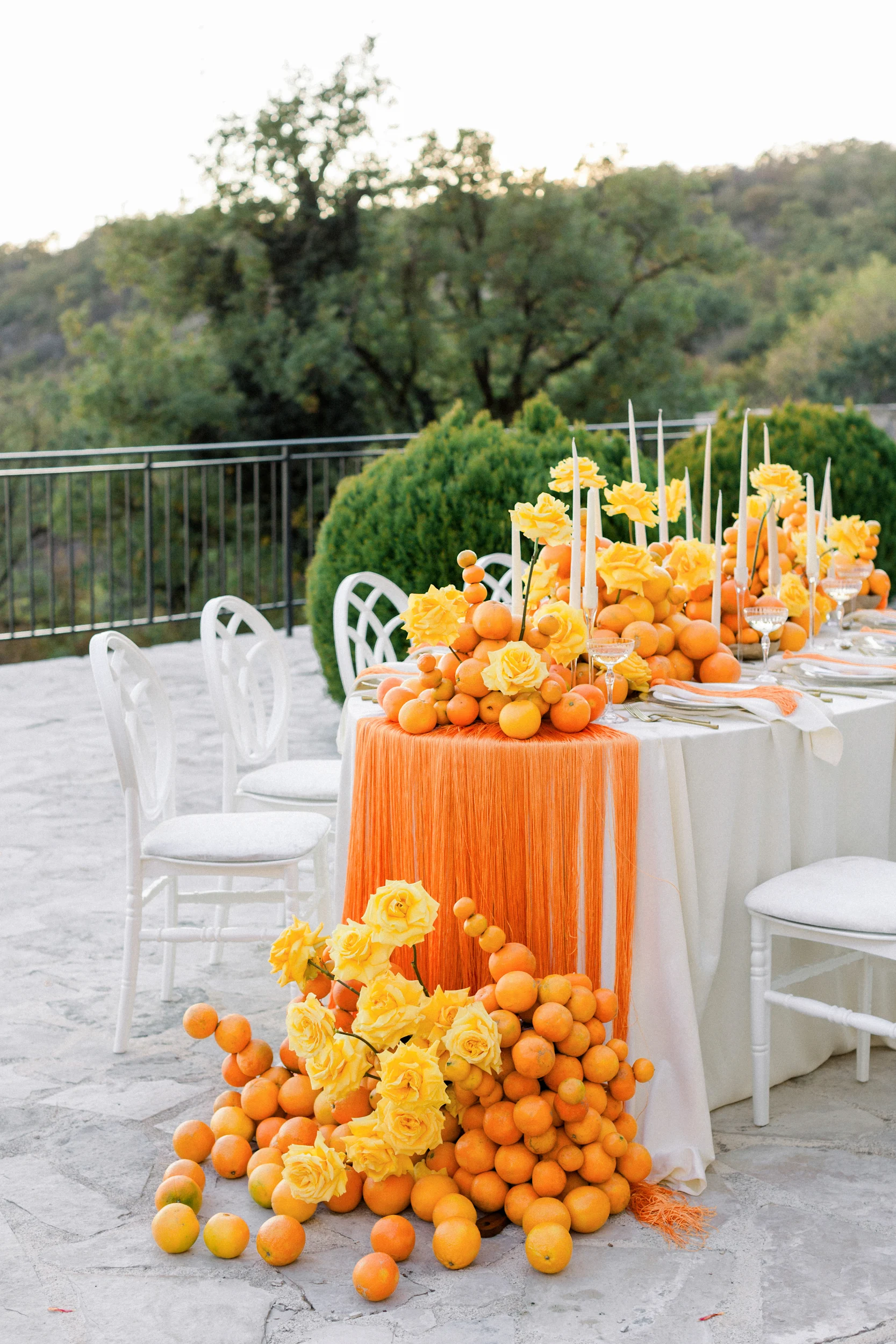 Flottie wedding ceremony decor and organisation for "Citrus Muse" celebration with bright fruit and flower styling at Villa Mona Lisa Montenegro