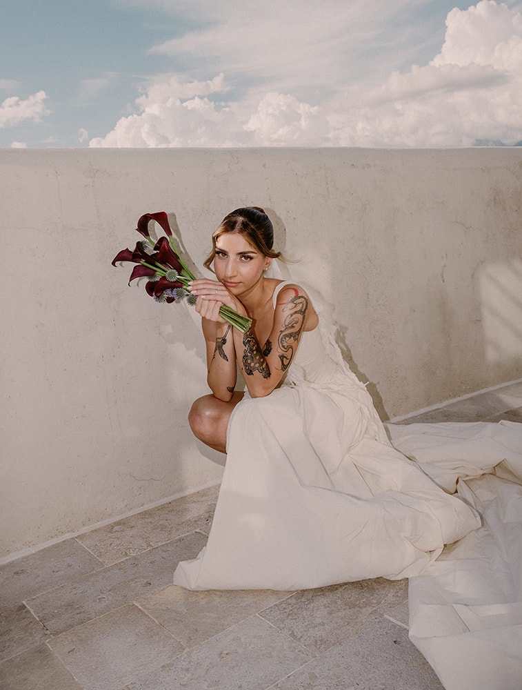 Moody and rich berry-toned bridal bouquet, wedding on Mamula Island Montenegro
