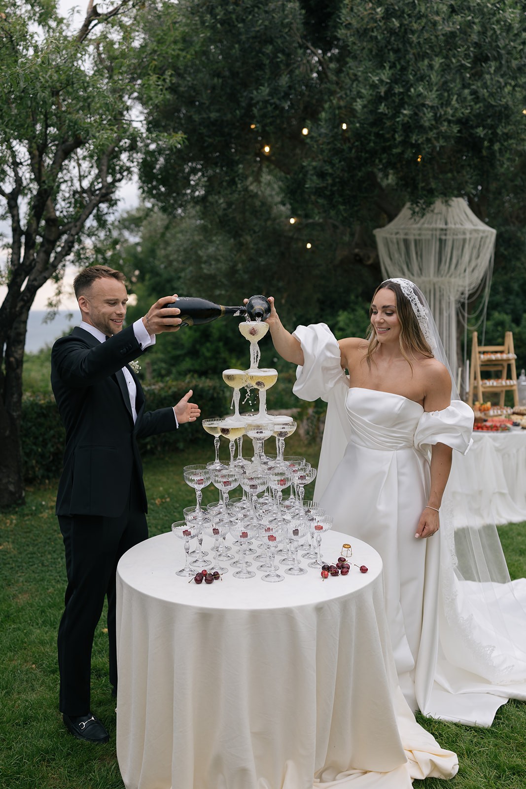 Flottie wedding ceremony decor and organisation for "A Garden Vow" celebration with bride and groom at Talici Hill Villa Montenegro